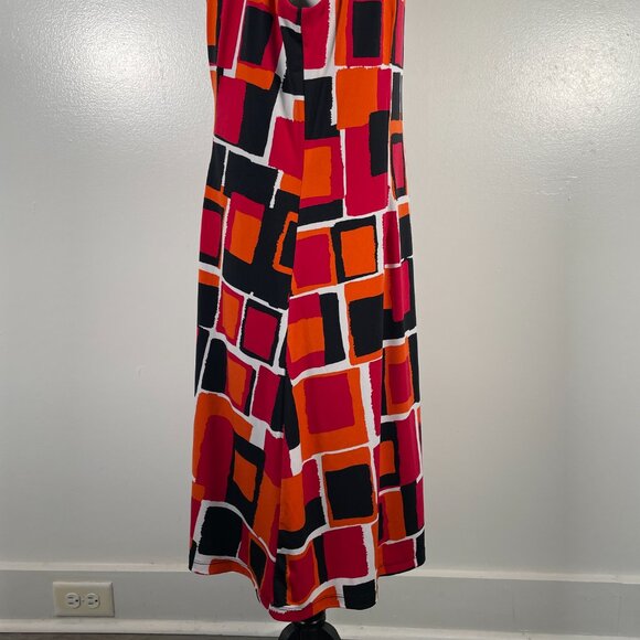 Calvin Klein Multicolor Scoop Neck Geometric Print Sleeveless Midi Dress Size 14 - Picture 9 of 16
